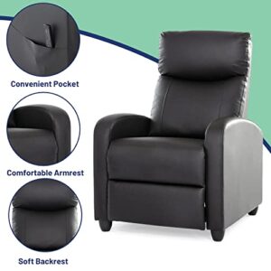 Recliner Chair Living Room Chairs Recliner Chairs for Adults Comfy Winback Single Sofa PU Leather Home Theater Seating Push Back Recliners with Massage Function - Black