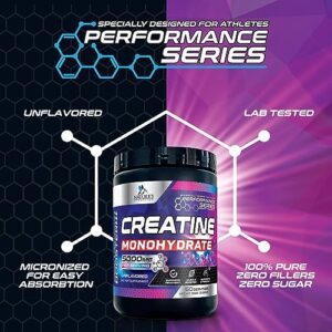 Creatine Monohydrate Powder - 100% Pure Micronized Creatine 5000mg (5g) Supports Muscle Building & Cellular Energy, Nature's Amino Acid Supplement, Gluten Free Keto Friendly, Unflavored - 60 Servings