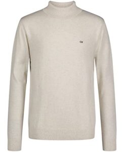 calvin klein boys' pullover turtleneck sweater, logo detailing, ribbed neckline & cuffs, ivory, 5