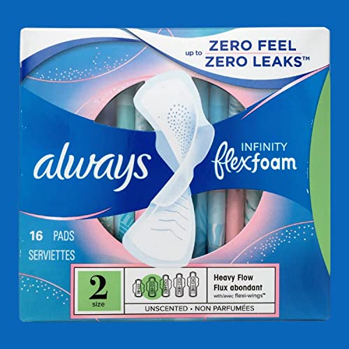 Size 2 Infinity Flex Foam Pads Bundle | Includes 3, 16 Count Boxes of Infinity Flex Foam Size 2 Pads with Wings, Heavy Flow, Unscented | Plus Travel Wet Wipes!