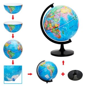 Exerz 12" World Globe - Political Map Educational Globe - DIY Self Assembled School Globe for Classroom