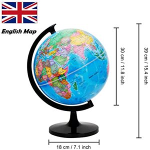 Exerz 12" World Globe - Political Map Educational Globe - DIY Self Assembled School Globe for Classroom