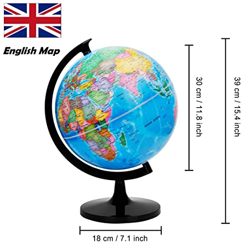 Exerz 12" World Globe - Political Map Educational Globe - DIY Self Assembled School Globe for Classroom