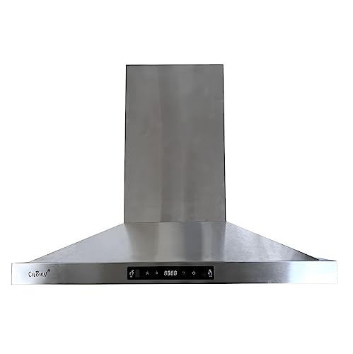 CROWN 30" 900 CFM Range Hood, Stainless Steel Gesture Control, Wall Mount Range Hood with Baffle Filters, 2 X LED Lights PRO-B09/30