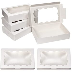 billioteam 30 pack white kraft cookie box with clear window,premium small paper gift box container for dessert pastry candy packaging,wedding,party,christmas,birthday,baby shower(7" x 4 3/8" x 1 1/2")