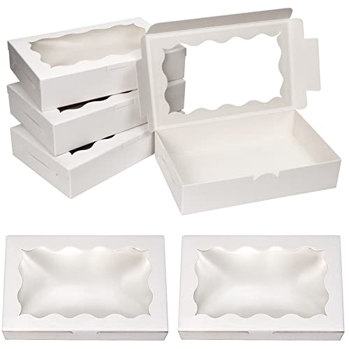 BILLIOTEAM 30 Pack White Kraft Cookie Box with Clear Window,Premium Small Paper Gift Box Container for Dessert Pastry Candy Packaging,Wedding,Party,Christmas,Birthday,Baby Shower(7" x 4 3/8" x 1 1/2")