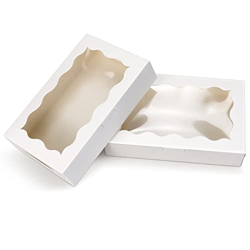 BILLIOTEAM 30 Pack White Kraft Cookie Box with Clear Window,Premium Small Paper Gift Box Container for Dessert Pastry Candy Packaging,Wedding,Party,Christmas,Birthday,Baby Shower(7" x 4 3/8" x 1 1/2")