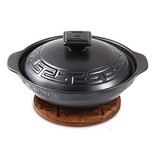 clay pot for cooking, korean stone pot with lid,ceramic casserole hot pot bibimbap and soup,clay pot serves 2-3 people