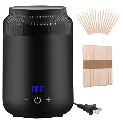 Podoy Mini Wax Pot Warmer for Hair Removal, Small Portable Travel Wax Melt Heater Machine Digital Display for SPA Salon Brow Body Nose Upper Lip Hair Waxing with 100 Wax Sticks