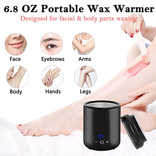 Podoy Mini Wax Pot Warmer for Hair Removal, Small Portable Travel Wax Melt Heater Machine Digital Display for SPA Salon Brow Body Nose Upper Lip Hair Waxing with 100 Wax Sticks