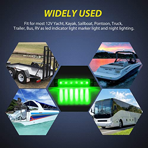 Nilight 10PCS 3.8” 6LED Red Green LED Indicator Light Truck Camper Side Marker Light Marine Boat Navigation Light Yacht Kayak Sailboat Trailer Bus RV Clearance Light 12V DC, 2 Years Warranty