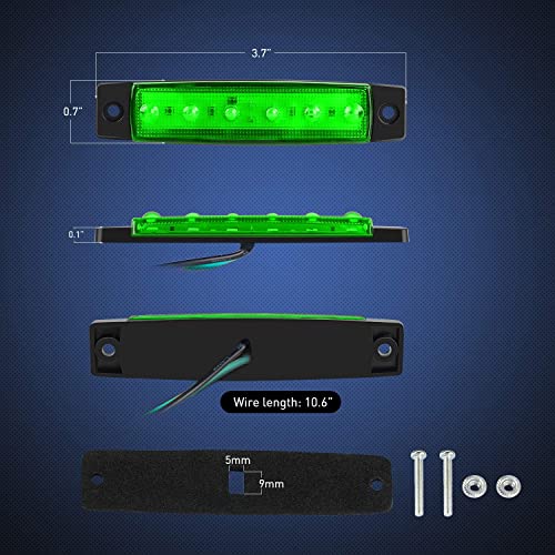 Nilight 10PCS 3.8” 6LED Red Green LED Indicator Light Truck Camper Side Marker Light Marine Boat Navigation Light Yacht Kayak Sailboat Trailer Bus RV Clearance Light 12V DC, 2 Years Warranty