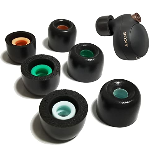 Luckvan Memory Foam Eartips for Sony WF-1000XM4 Earbuds Tips Sony Earbuds Replacement Tips WF-1000XM3 WF-SP900 WF-XB700 WI-1000X fit Charging Case 3 Pairs Black LMS