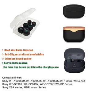 Luckvan Memory Foam Eartips for Sony WF-1000XM4 Earbuds Tips Sony Earbuds Replacement Tips WF-1000XM3 WF-SP900 WF-XB700 WI-1000X fit Charging Case 3 Pairs Black LMS