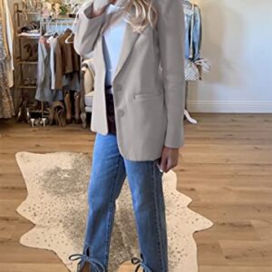 Micticsi Blazers for Women Fashion Casual Blazer Long Sleeve Open Front Office Work Suit Jackets (Grey, Large)