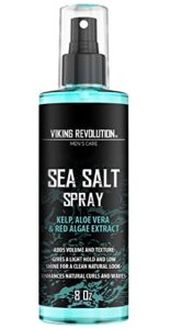 viking revolution sea salt spray for hair men - hair texturizing spray with kelp, aloe vera & red algae extract - surf spray to add volume and texture - sea salt spray for men beach hair spray 8oz
