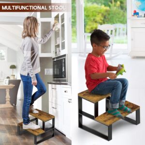 Wooden Step Stools for Adults Kids Steping Stool for Kitchen High Bed Hold Up to 500lb (Self-Assembly)