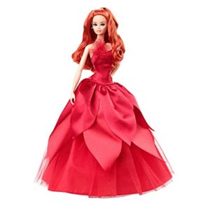 barbie signature 2022 holiday doll with red hair, collectible series, multicolor