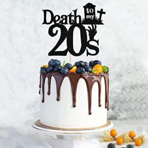 Death to My 20s Cake Topper, Rip Twenties Cake Decorations, Straight Outta 1992, Funny Happy 30th Birthday Decorations for Men Women Black Glitter