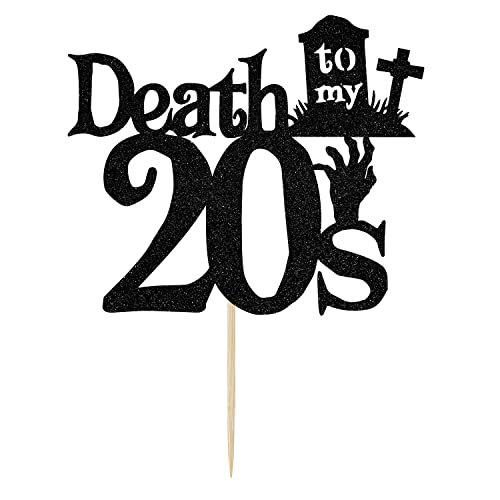 Death to My 20s Cake Topper, Rip Twenties Cake Decorations, Straight Outta 1992, Funny Happy 30th Birthday Decorations for Men Women Black Glitter