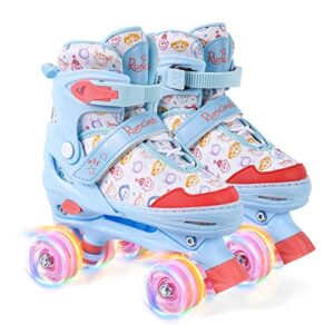 runcinds adjustable 4 size toddler roller skates for girls, kids roller skates for beginners with light up wheels indoor outdoor