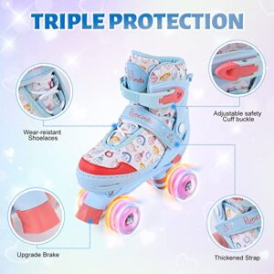 Runcinds Adjustable 4 Size Toddler Roller Skates for Girls, Kids Roller Skates for Beginners with Light up Wheels Indoor Outdoor