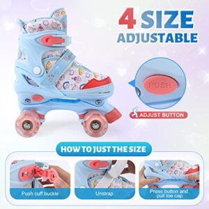 Runcinds Adjustable 4 Size Toddler Roller Skates for Girls, Kids Roller Skates for Beginners with Light up Wheels Indoor Outdoor