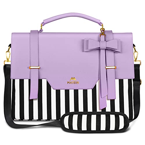 15.6 inch Laptop Tote Bag, Cute Computer Sleeve Case Briefcase with RFID Pocket for Women Teacher Nurse, Lightweight Messenger Carrying Shoulder Handbag, Sister Gift for Office Work Business, Purple