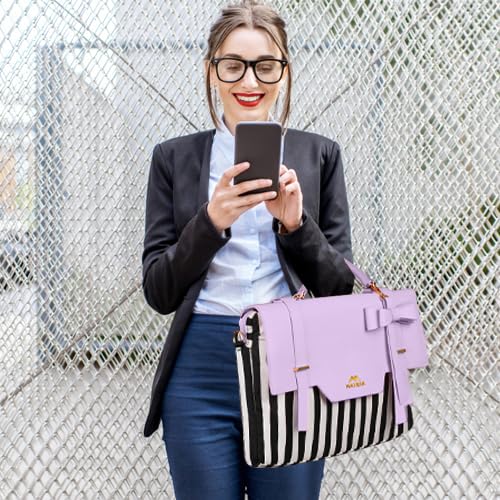 15.6 inch Laptop Tote Bag, Cute Computer Sleeve Case Briefcase with RFID Pocket for Women Teacher Nurse, Lightweight Messenger Carrying Shoulder Handbag, Sister Gift for Office Work Business, Purple