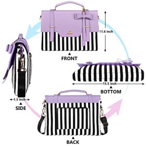 15.6 inch Laptop Tote Bag, Cute Computer Sleeve Case Briefcase with RFID Pocket for Women Teacher Nurse, Lightweight Messenger Carrying Shoulder Handbag, Sister Gift for Office Work Business, Purple