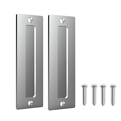 Orgerphy Stainless 7” Barn Door Handle Finger Pull Set (2 Pack)| Heavy Duty Modern Simple Invisible Handle for Gates Garages Sheds Barn Door, Pocket Door | with Flat Bottom Easy to Install(2 Pack)