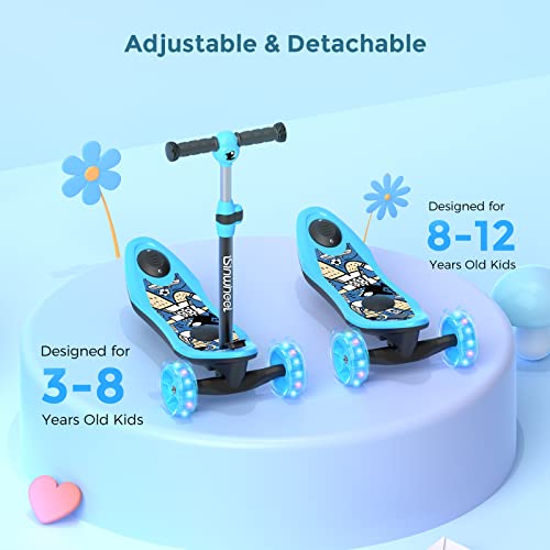 [Gift for Children's Day] isinwheel Mini Pro Electric Scooter for Kids Ages 3-12, 3-Wheel Electric Scooter for Boys/Girls with Long Battery Life, Flashing LED Wheels, 3 Adjustable Height (Blue)