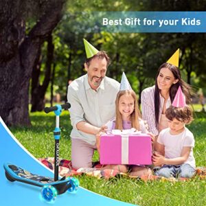 [Gift for Children's Day] isinwheel Mini Pro Electric Scooter for Kids Ages 3-12, 3-Wheel Electric Scooter for Boys/Girls with Long Battery Life, Flashing LED Wheels, 3 Adjustable Height (Blue)