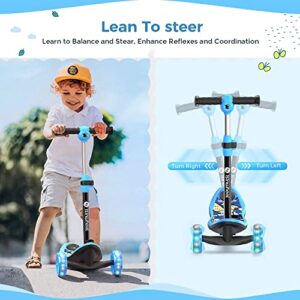 [Gift for Children's Day] isinwheel Mini Pro Electric Scooter for Kids Ages 3-12, 3-Wheel Electric Scooter for Boys/Girls with Long Battery Life, Flashing LED Wheels, 3 Adjustable Height (Blue)