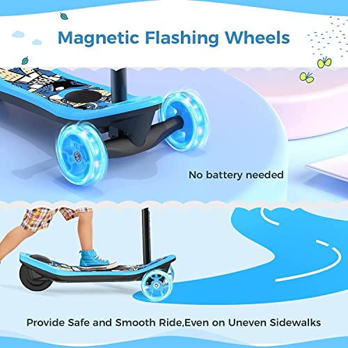 [Gift for Children's Day] isinwheel Mini Pro Electric Scooter for Kids Ages 3-12, 3-Wheel Electric Scooter for Boys/Girls with Long Battery Life, Flashing LED Wheels, 3 Adjustable Height (Blue)