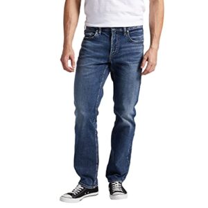 silver jeans co. men's eddie athletic fit tapered leg jeans, dark wash ecf359, 36w x 32l