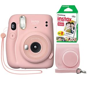 fujifilm instax mini 11 instant camera blush pink + minimate custom case + fuji instax film 20 sheets twin pack