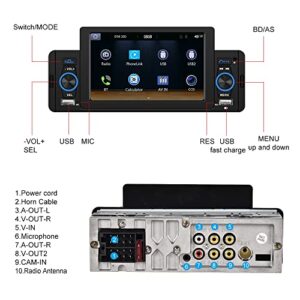 5'' Single Din Apple Carplay Car Stereo with Android Auto, Hikity HD Touch Screen Car Radio Bluetooth 5.1, Mirror Link, FM, Siri, SWC, Dual USB Input, Car Audio with Mic, Remote Control, Backup Cam