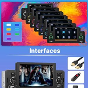 5'' Single Din Apple Carplay Car Stereo with Android Auto, Hikity HD Touch Screen Car Radio Bluetooth 5.1, Mirror Link, FM, Siri, SWC, Dual USB Input, Car Audio with Mic, Remote Control, Backup Cam