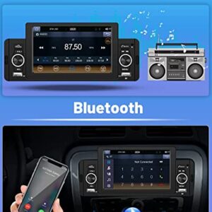 5'' Single Din Apple Carplay Car Stereo with Android Auto, Hikity HD Touch Screen Car Radio Bluetooth 5.1, Mirror Link, FM, Siri, SWC, Dual USB Input, Car Audio with Mic, Remote Control, Backup Cam