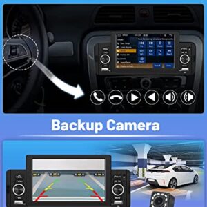 5'' Single Din Apple Carplay Car Stereo with Android Auto, Hikity HD Touch Screen Car Radio Bluetooth 5.1, Mirror Link, FM, Siri, SWC, Dual USB Input, Car Audio with Mic, Remote Control, Backup Cam