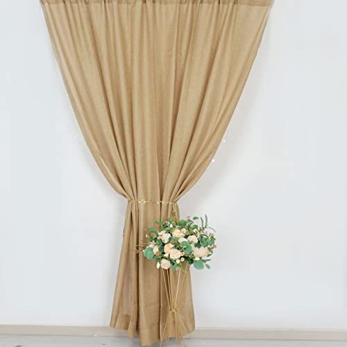 Efavormart 8ftx8ft Rustic Faux Burlap Photography Backdrop Curtain Drapery with Rod Pockets, Natural Jute Photo Booth Backdrop Panel