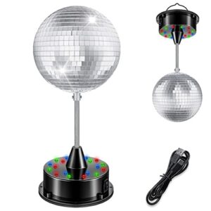 5-inch mirror ball and 6rpm rotating motor base, disco party ambient light, base 18 red, green, blue three color bulbs, for home parties, weddings, nightclubs, bars, bands, ktv, parties