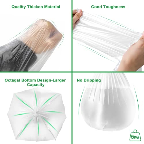 Small Trash Bags 100 Counts, Waikas Garbage Bags for Bathroom Car Mini Trash Can, Plastic Bag for Bedroom Living Room, 4 Gallons, White