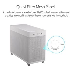 ASUS Prime AP201 33-Liter MicroATX White case with Tool-Free Side Panels and a Quasi-Filter mesh, with Support for 360 mm Coolers, Graphics Cards up to 338 mm Long, and Standard ATX PSUs