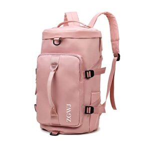 zgwj sports gym bag with wet pocket & shoes compartment, waterproof shoulder weekender bag for women and men swim sports travel duffel bag lightweight and easy carry on light pink