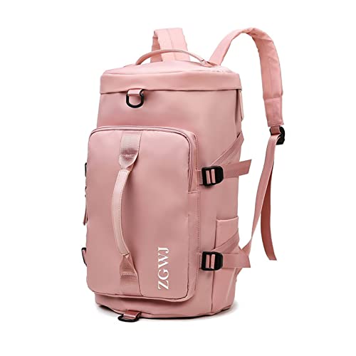 ZGWJ Sports Gym Bag with Wet Pocket & Shoes Compartment, Waterproof Shoulder Weekender Bag for Women and Men Swim Sports Travel Duffel Bag Lightweight and easy Carry on Light Pink