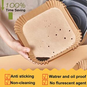 10 Inch Largest Square Air Fryer Disposable Paper Liner, XXL 100Pcs Air Fryer Parchment Paper Liners for 8QT or Bigger Air Fryer, Non-stick, Food Grade Baking Paper for Frying, Roasting and Microwave