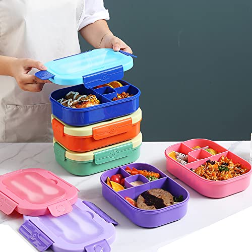 Mr.Dakai Bento Lunch Box for Kids Go to School, Adults Work, BPA-Free 4 Compartment Lunch Box Containers with Utensil Set, Leak-Proof Salad Snack Boxes, Microwave and Food-Safe Materials, Blue