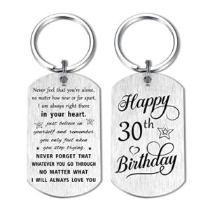 hlqymz 30th birthday keychain gifts for women girls, sweet 30 year old birthday gifts